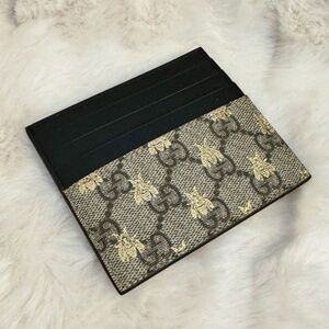 Gucci Beige/Ebony GG Supreme Canvas Bee Card Holder